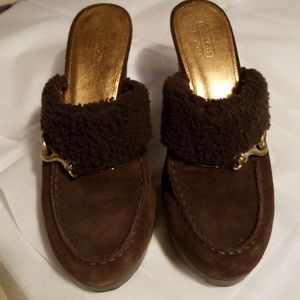 Coach suede slide-on shoes